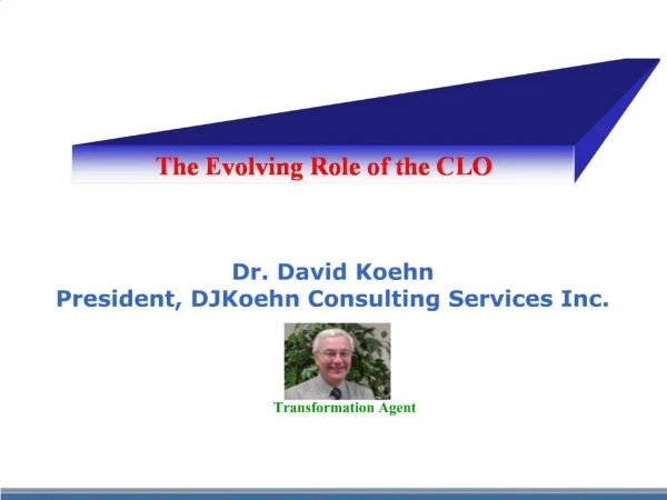 Dr. David Koehn President, DJKoehn Consulting Services Inc.