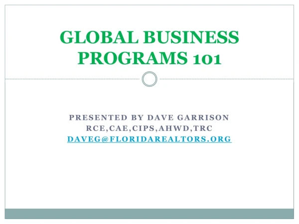 GLOBAL BUSINESS PROGRAMS 101