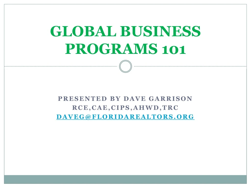 global business programs 101