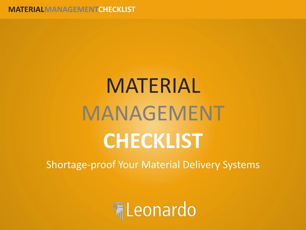 material management checklist shortage proof your