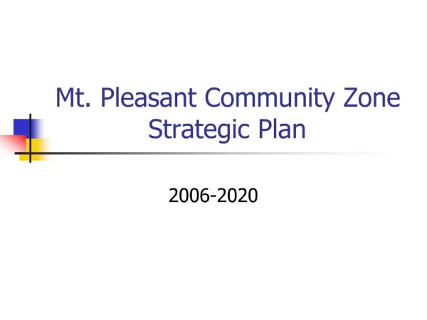 Mt. Pleasant Community Zone Strategic Plan