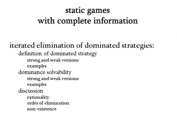 Static games with complete information