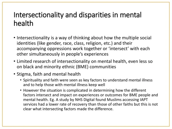 Intersectionality and disparities in mental health