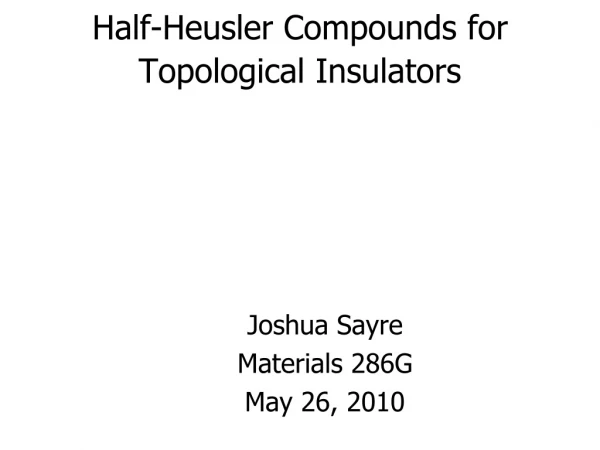 Half-Heusler Compounds for Topological Insulators
