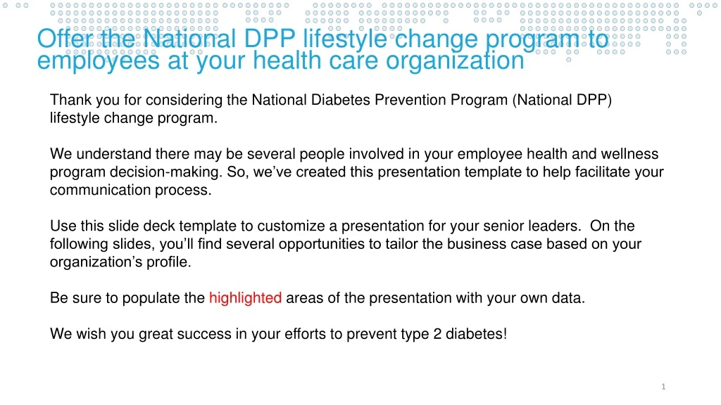 offer the national dpp lifestyle change program