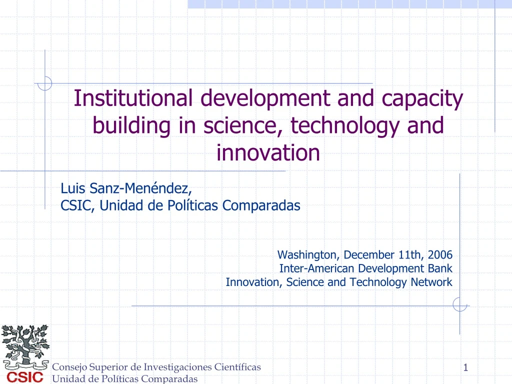 institutional development and capacity building in science technology and innovation