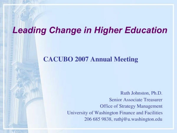 Leading Change in Higher Education