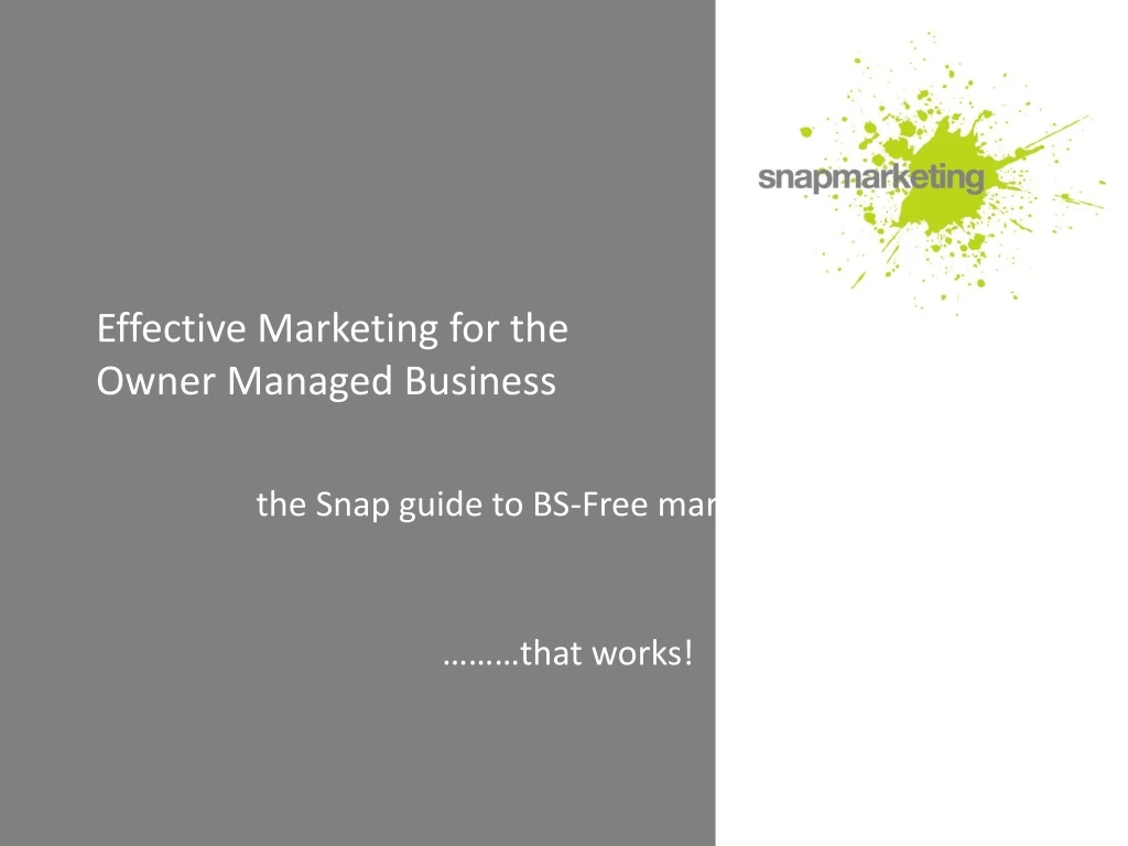 effective marketing for the owner managed business