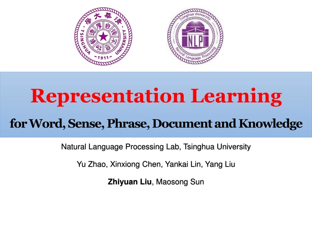 representation learning for word sense phrase document and knowledge