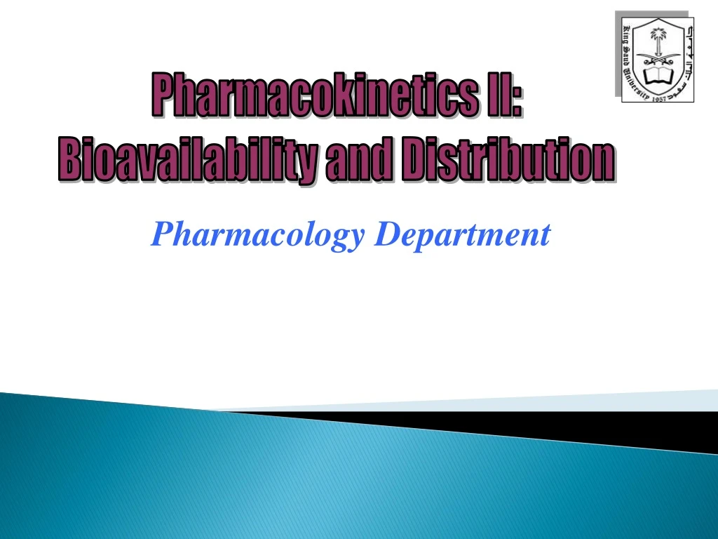pharmacokinetics ii bioavailability