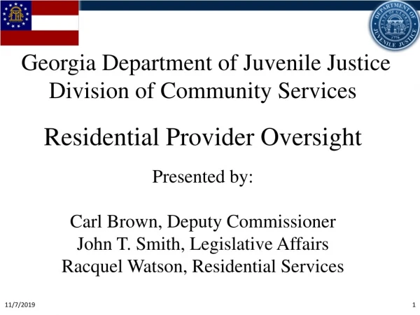Georgia Department of Juvenile Justice Division of Community Services