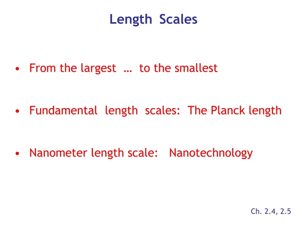 length measurements largest to smallest