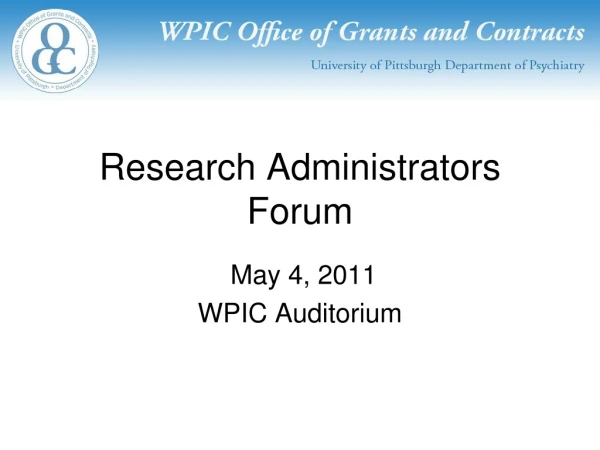 Research Administrators Forum