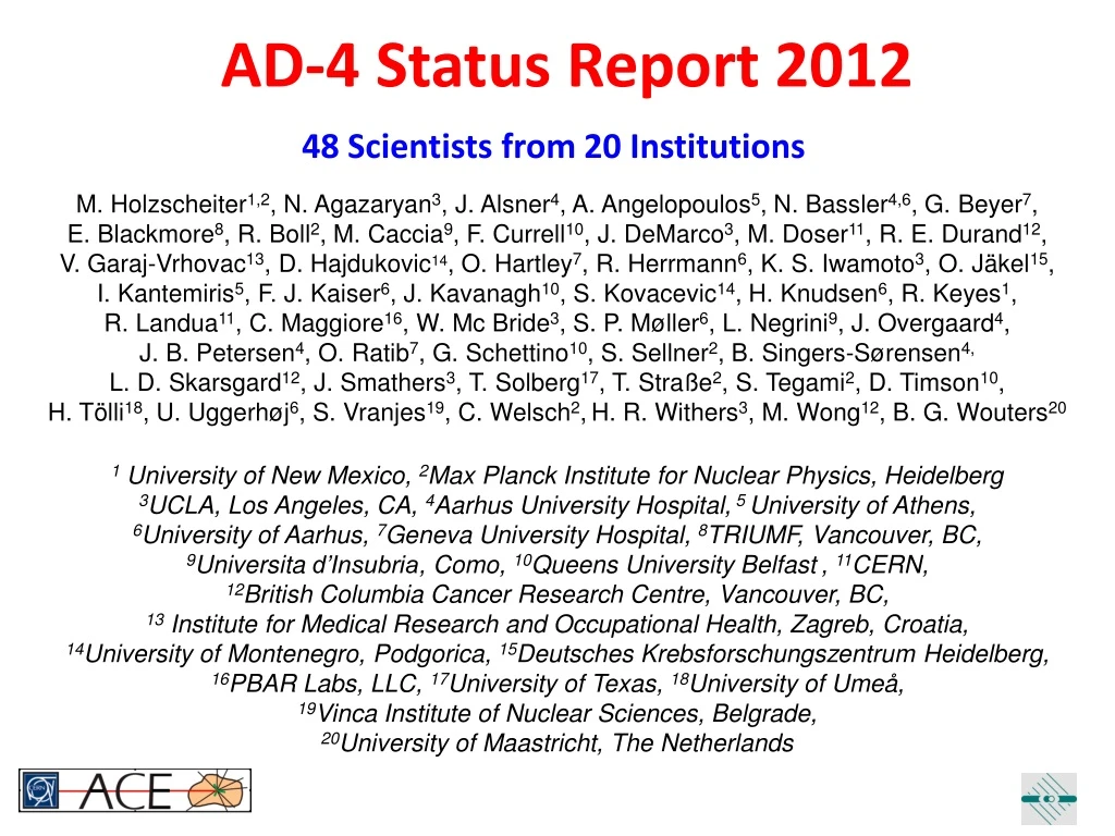 ad 4 status report 2012