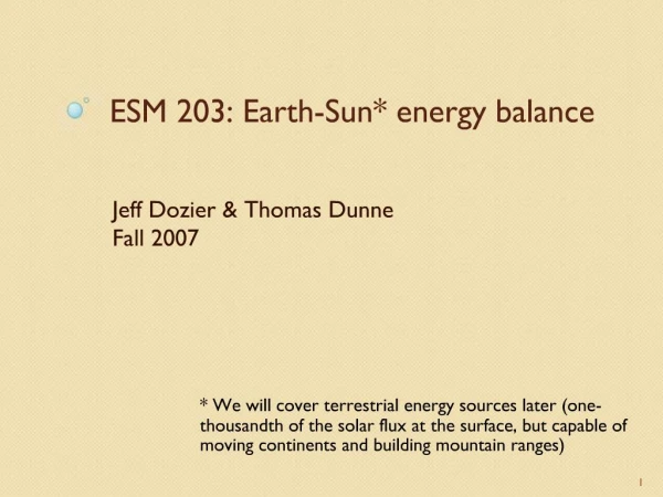 ESM 203: Earth-Sun energy balance