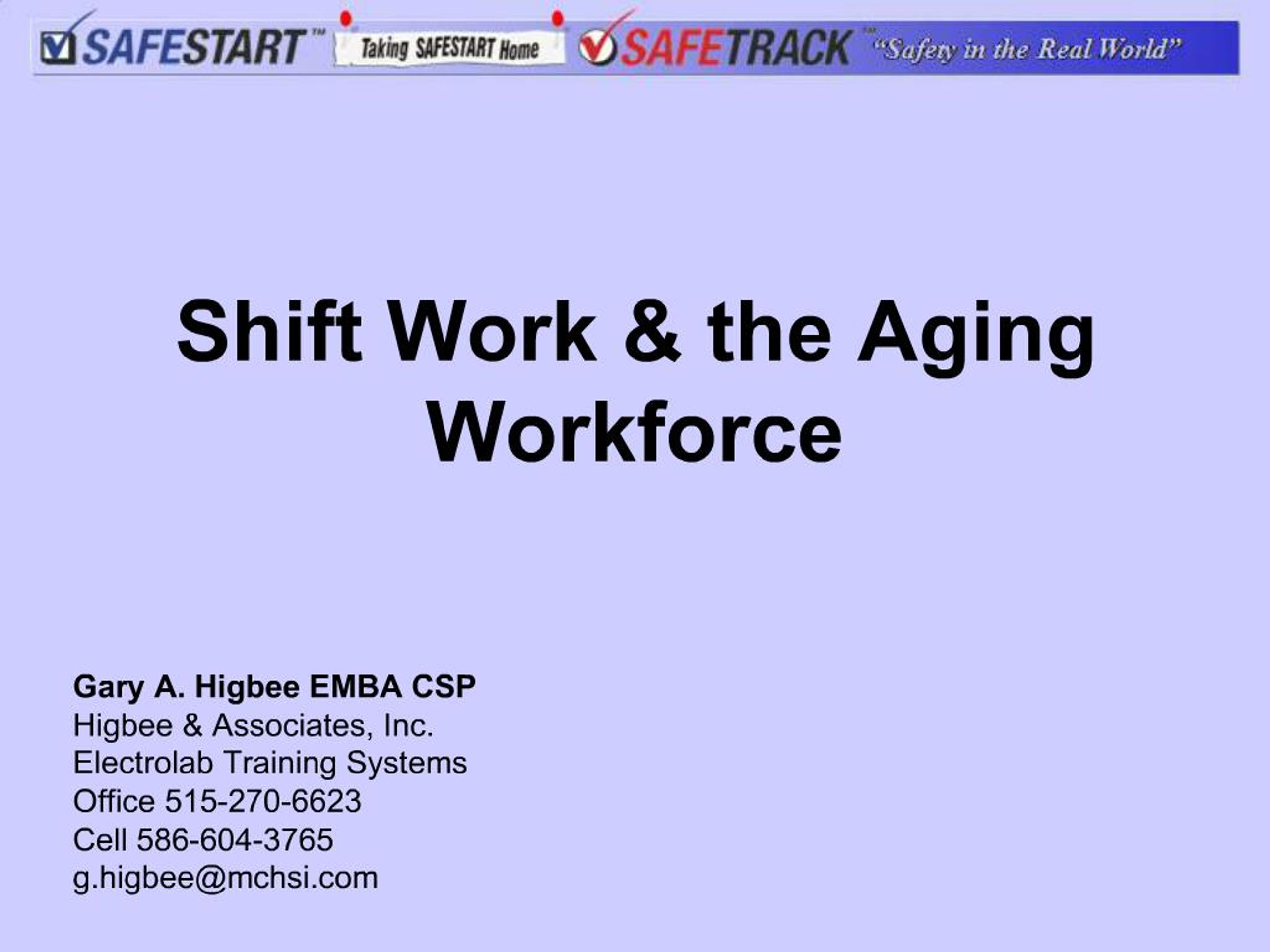 PPT - Shift Work the Aging Workforce PowerPoint Presentation, free ...