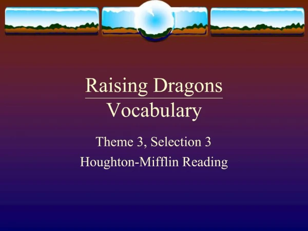 Raising Dragons Vocabulary