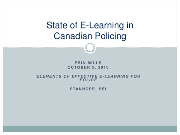 State of E-Learning in Canadian Policing