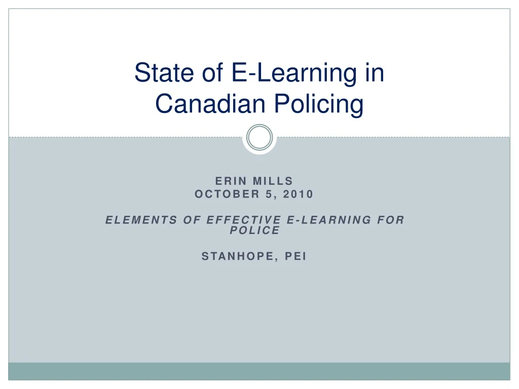 state of e learning in canadian policing
