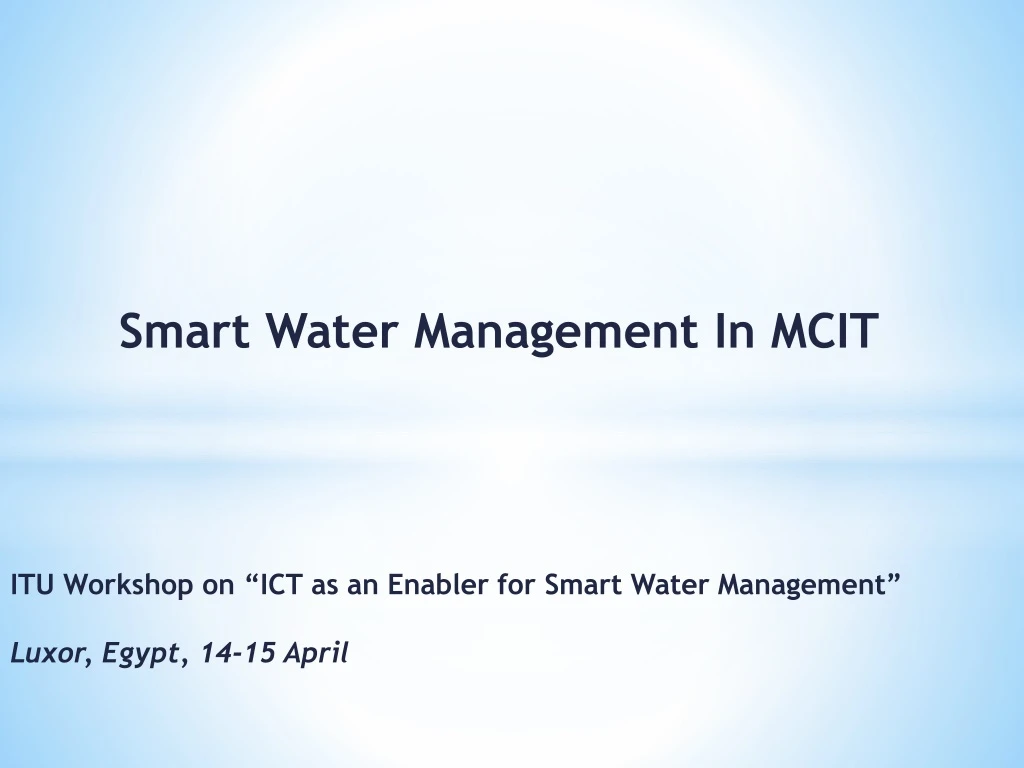 smart water management in mcit