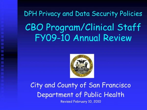 DPH Privacy and Data Security Policies CBO Program