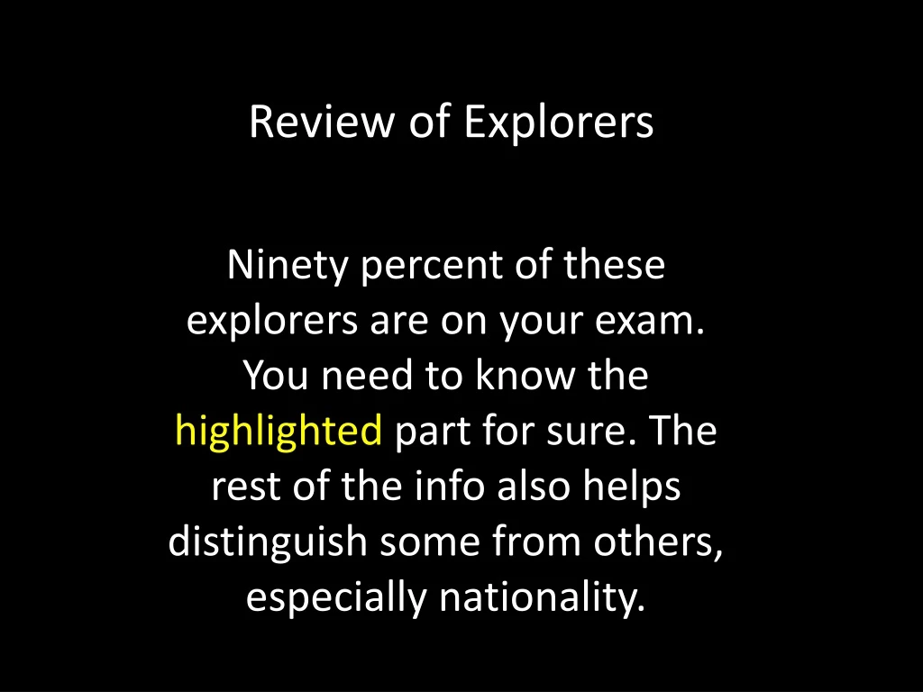 review of explorers