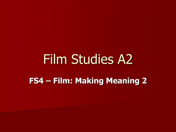 Film Studies A2