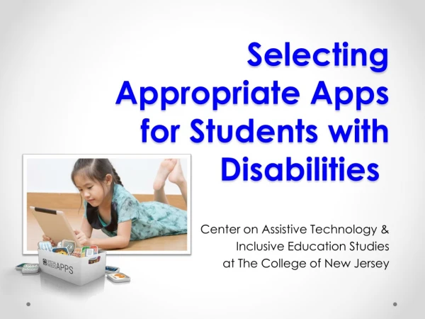 Selecting Appropriate Apps for Students with Disabilities