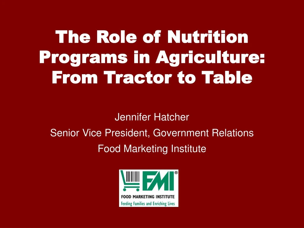 the role of nutrition programs in agriculture