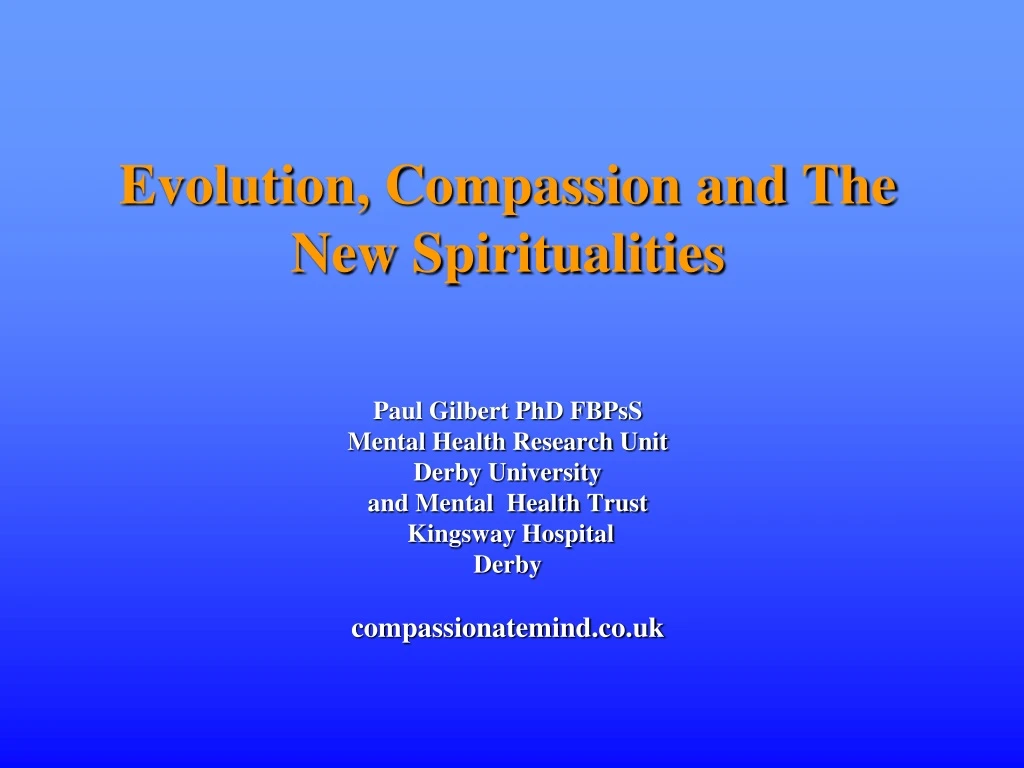 evolution compassion and the new spiritualities