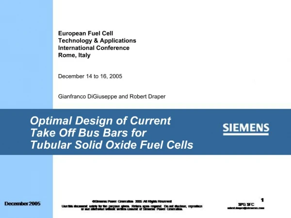 Optimal Design of Current Take Off Bus Bars for Tubular Solid Oxide Fuel Cells