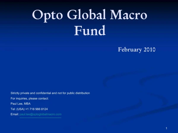 Opto Global Macro Fund February 2010