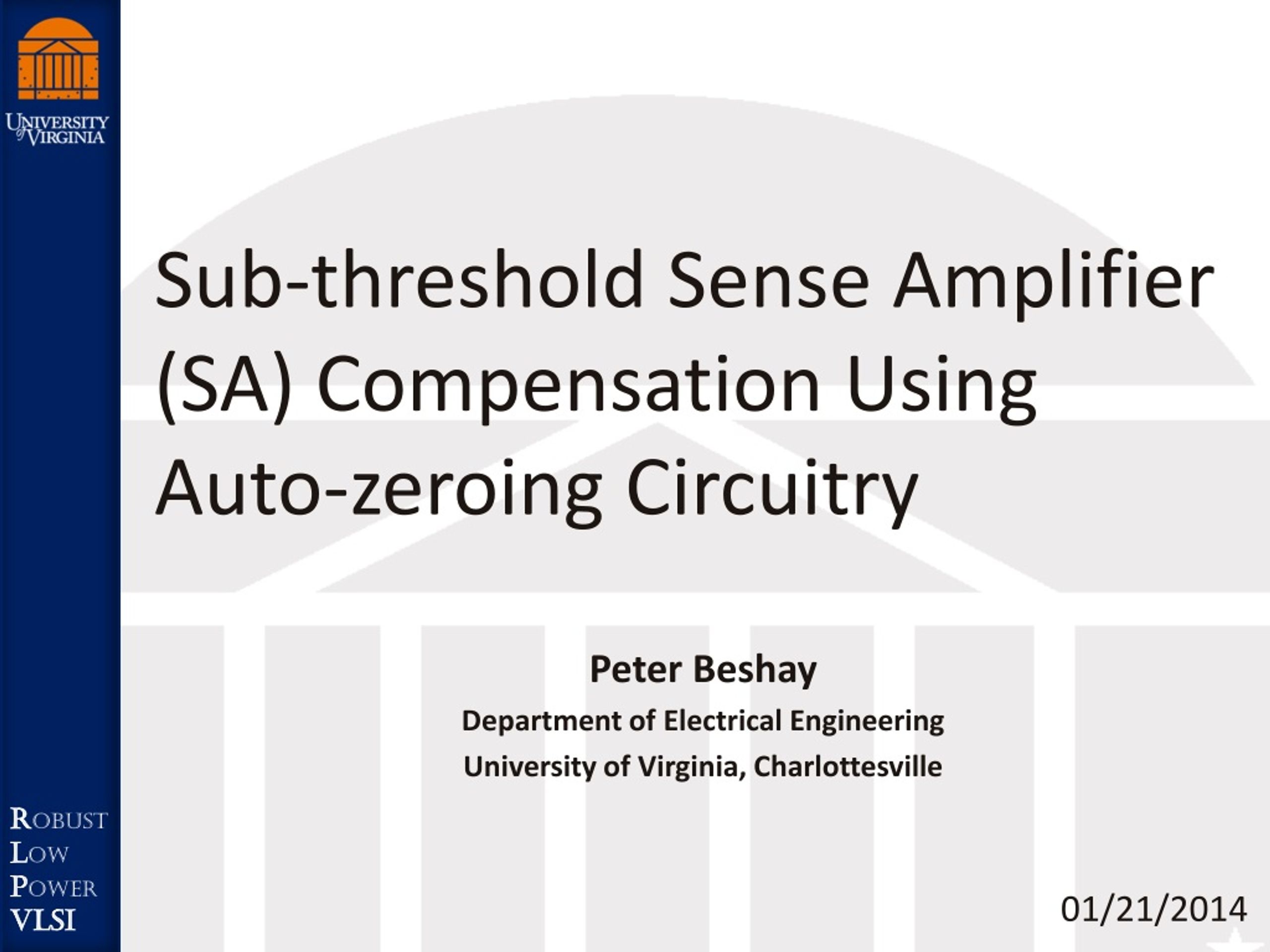 PPT - Sub-threshold Sense Amplifier (SA) Compensation Using Auto ...