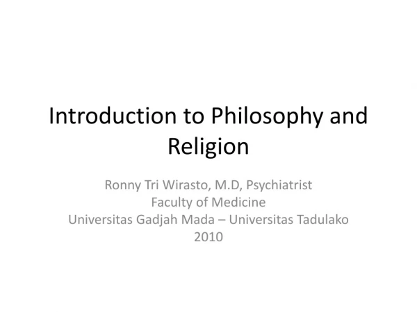 Introduction to Philosophy and Religion