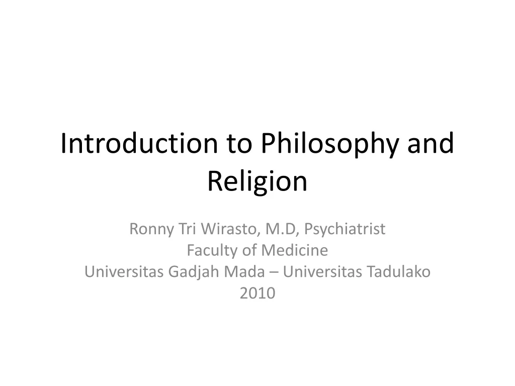 introduction to philosophy and religion