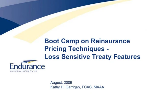 Boot Camp on Reinsurance Pricing Techniques - Loss Sensitive Treaty Features