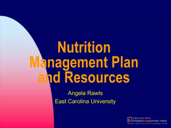 Nutrition Management Plan and Resources