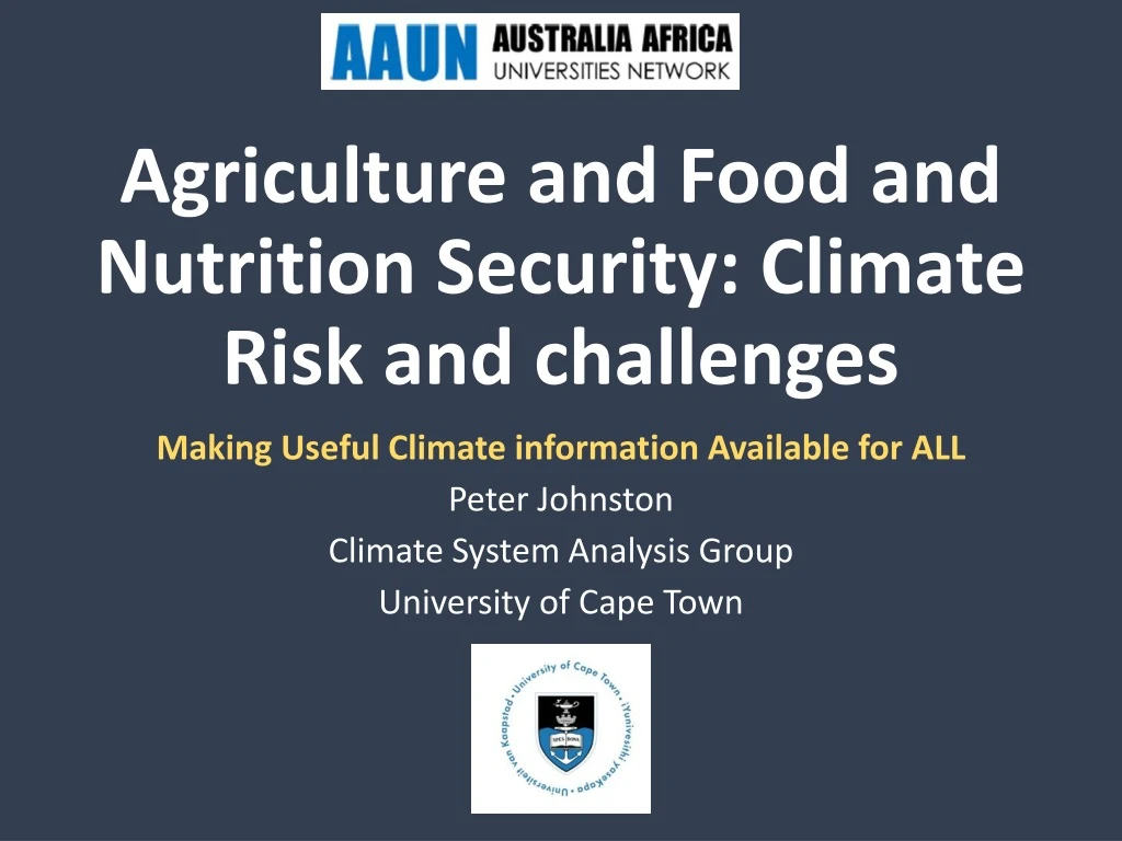 agriculture and food and nutrition security climate risk and challenges