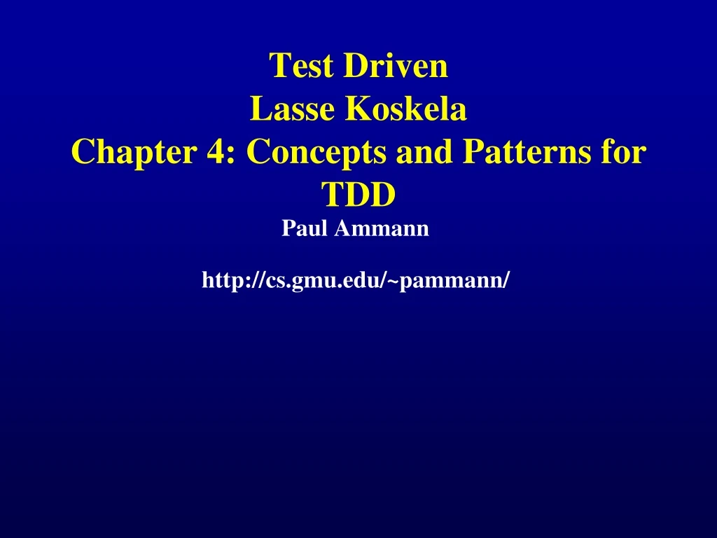 test driven lasse koskela chapter 4 concepts and patterns for tdd