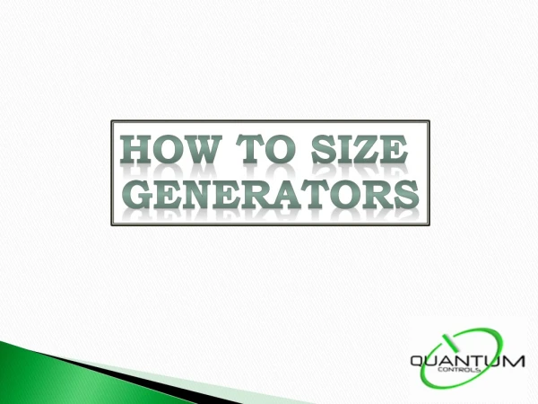 How To Size Generators