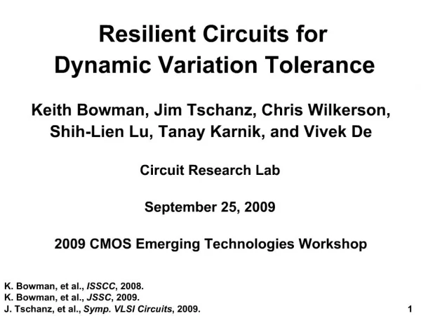 Resilient Circuits for Dynamic Variation Tolerance