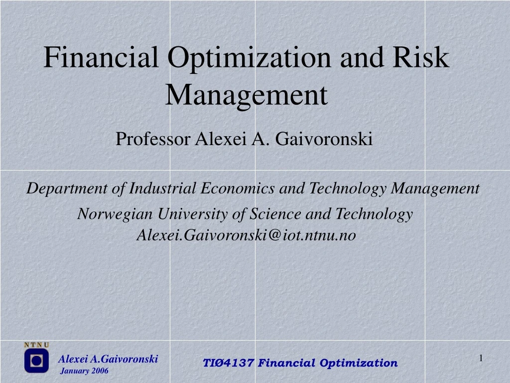 financial optimization and risk management