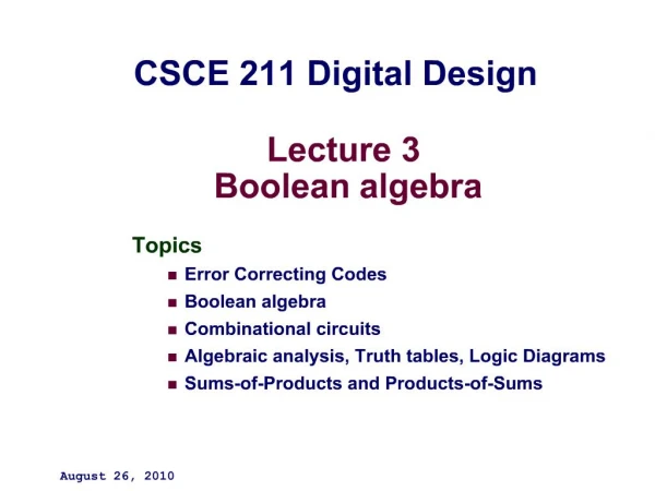 Lecture 3 Boolean algebra