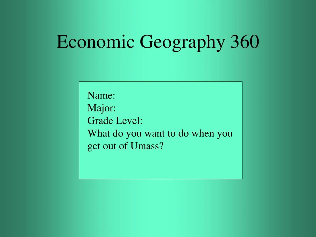 economic geography 360