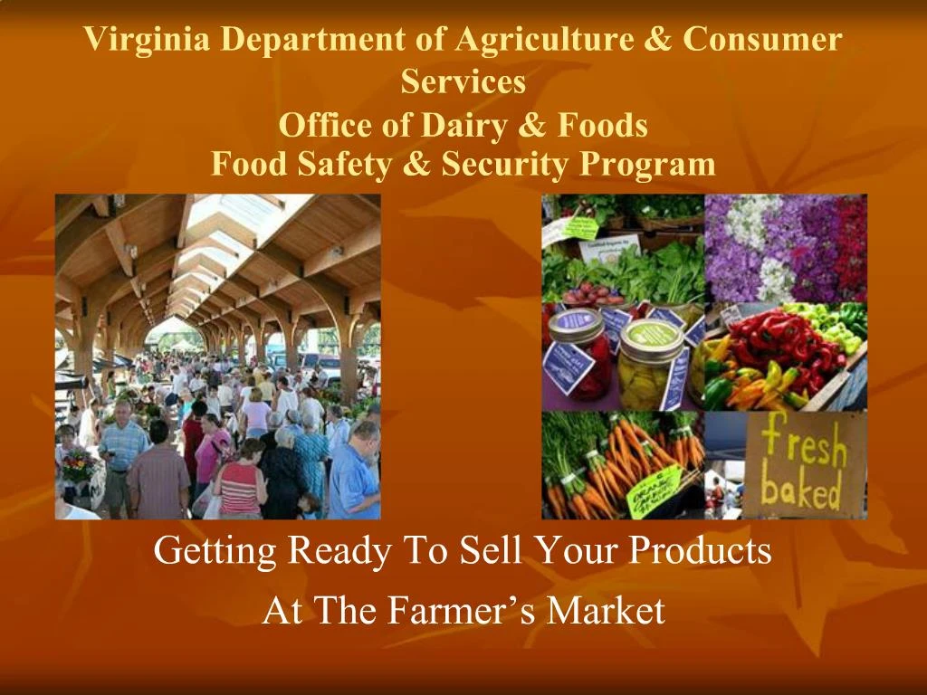 PPT Virginia Department of Agriculture Consumer Services Office of Dairy Foods Food Safety