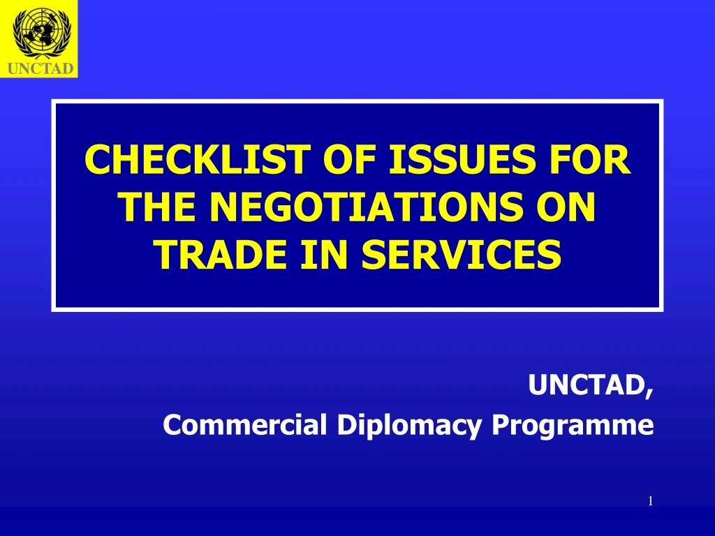 checklist of issues for the negotiations on trade in services