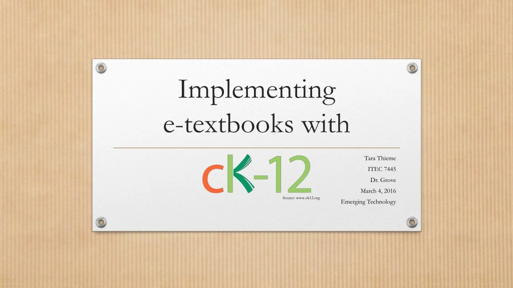 implementing e textbooks with