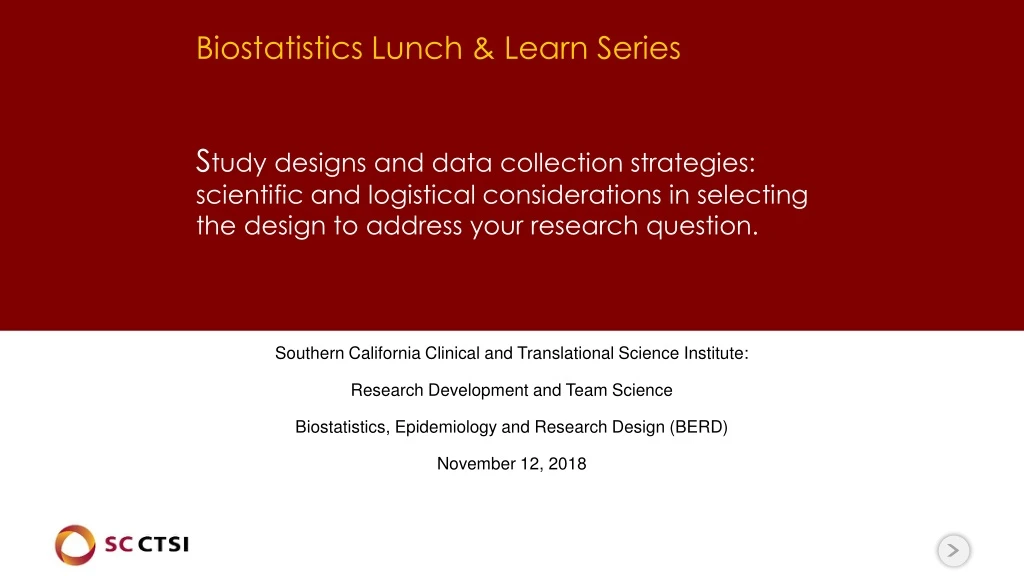 biostatistics lunch learn series s tudy designs