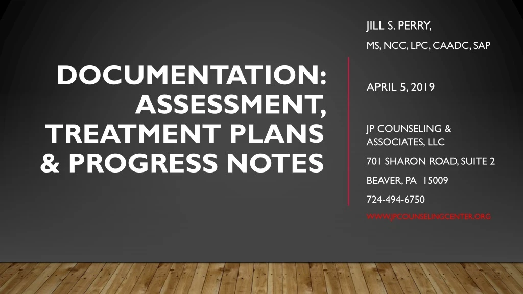 documentation assessment treatment plans progress notes