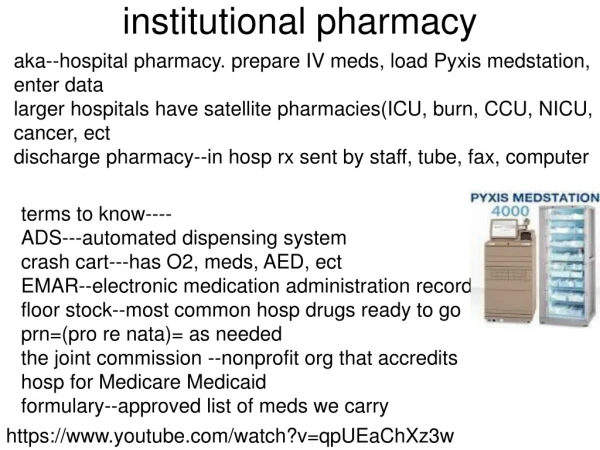 institutional pharmacy